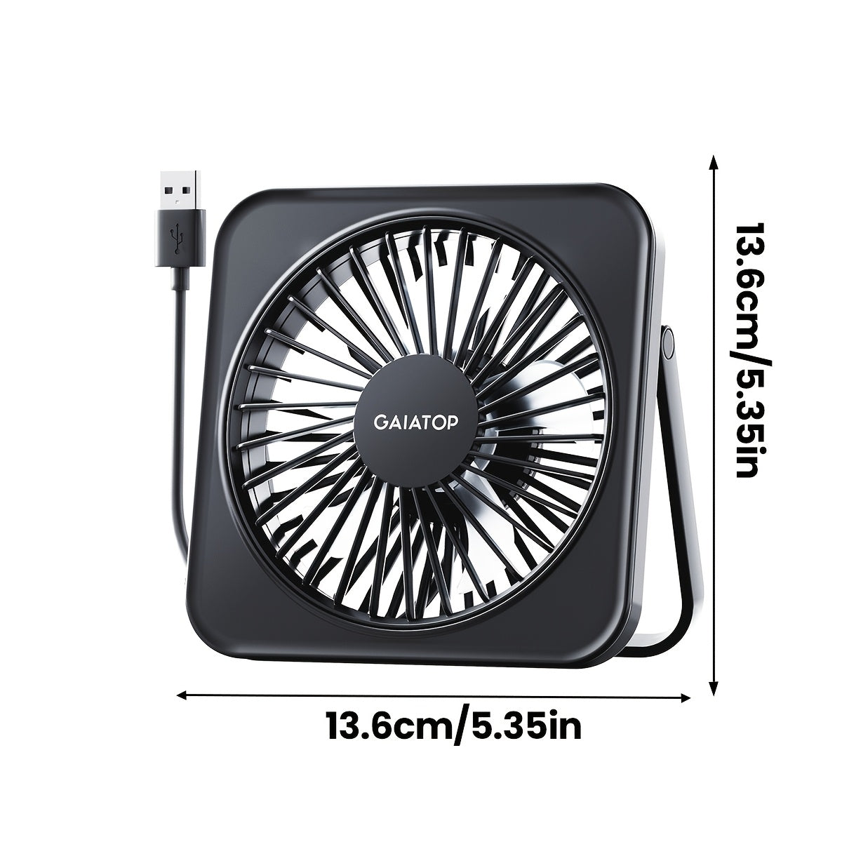 Introducing the GAIATOP Compact 13.97cm Desktop Fan in Classic Black. This silent and powerful mini fan is designed with USB power, 3-speed adjustment, and two-way rotation. Perfect for use at home, in the office, or while traveling.