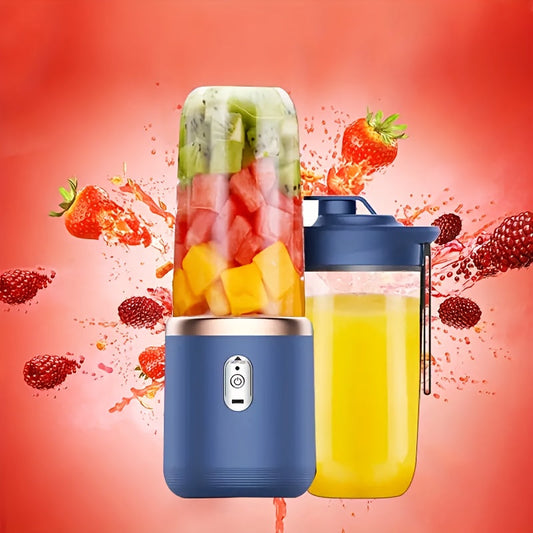 Student Home Use Rechargeable Juicer Cup with Round Shape, USB Charging, 1500mAh Lithium Battery, Made of Plastic Material. Compact and Portable New Model.