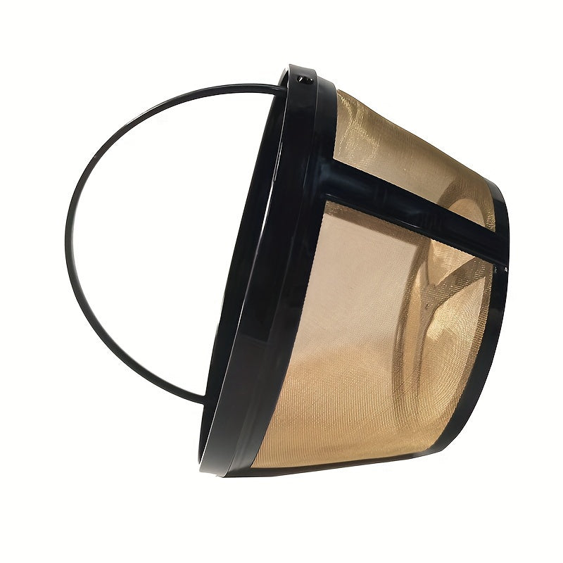 Round Drip-Style Golden Stainless Steel Coffee Filter Basket - 8 Cup Capacity, Ideal for Home and Restaurant Settings