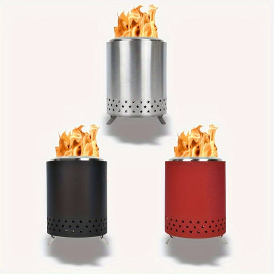 Durable Camping Stove Set Made of Stainless Steel, Ideal for Outdoor Adventures. Great for International Trading, Produces No Smoke, Suitable for Using in Courtyards or on Tabletops. Can be Used with Charcoal or Firewood to Create a Warm and Cozy