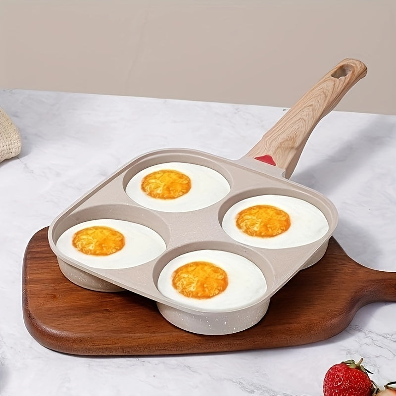 Pan for Fried Eggs with Four Holes, Burger Pan, Pan with Flat Bottom, Pan with Non-stick Coating, Breakfast Pan for Home Use, Small Pan for Pancakes, Egg Pan