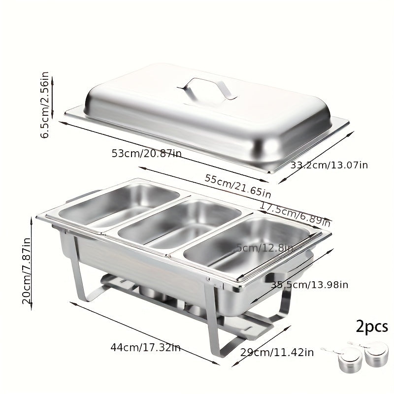 Durable Stainless Steel Buffet Warmer Set: Easy to Clean, Space-Saving Design for Restaurants, Food Service, and Home Entertaining - Perfect for Christmas, Halloween, Easter, Hanukkah, and Thanksgiving Gatherings