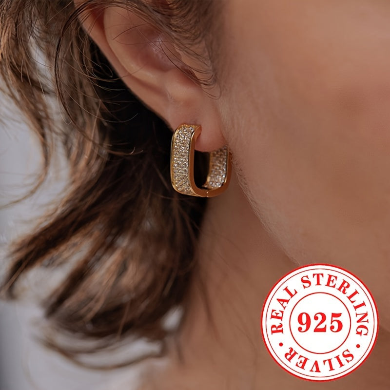 925 Sterling Silver Hoop Earrings embellished with Synthetic Cubic Zirconia representing the April Birthstone, Perfect for Both Daily and Party Wear. A Vacation Style Jewelry Option for Women. Includes 1 Pair.