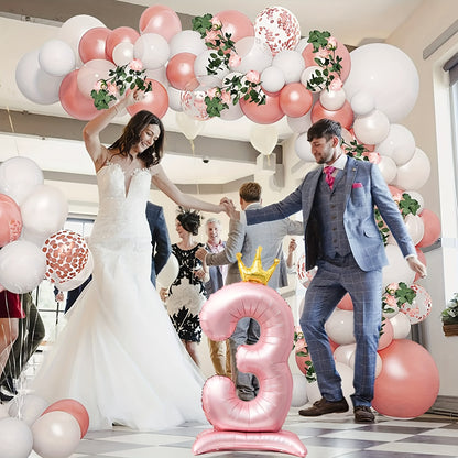 42" Pink Crown Number Balloon ideal for birthdays, anniversaries, and adult celebrations. Made of durable aluminum foil for standing decoration.