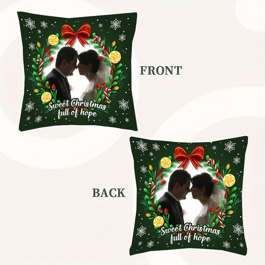 Get your own Custom Christmas Plush Pillowcase today! Add your favorite photos and enjoy the double-sided design for festive home decor. It's the perfect gift for friends and family (Pillow insert not included).