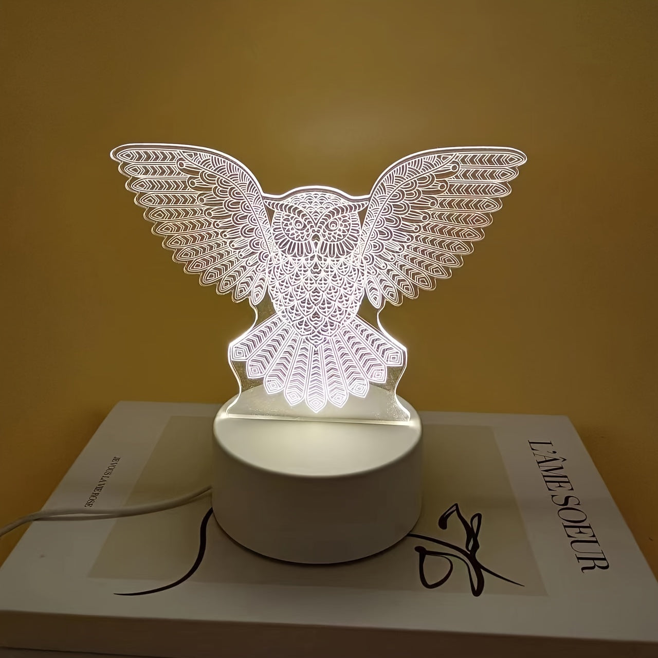 3D Wing Owl Night Light, USB Lamp Gift for Friends