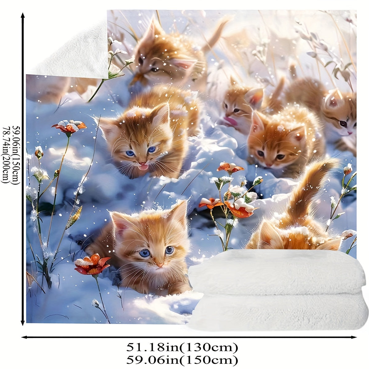 Soft, lightweight, and warm, this cozy flannel throw blanket is adorned with adorable kitten-themed designs. Ideal for staying comfortable on your bed or sofa in any season.