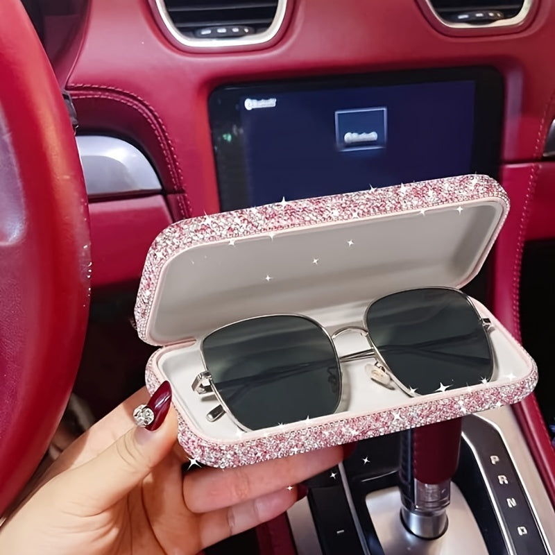 1 Piece of Sparkling Rhinestone Eyeglass Case, Plastic Glasses and Reading Glasses Holder, Eye-catching Storage Organizer Box for Eyewear