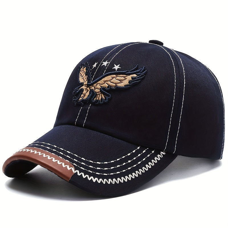 Perfect for outdoor sports, this unisex sunshade baseball cap features an eagle embroidery and breathable fabric. A great gift idea!