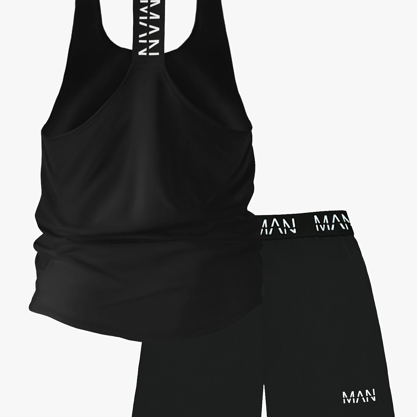 Men's 2-piece athletic set: tank top and training shorts, breathable and stretchy sportswear