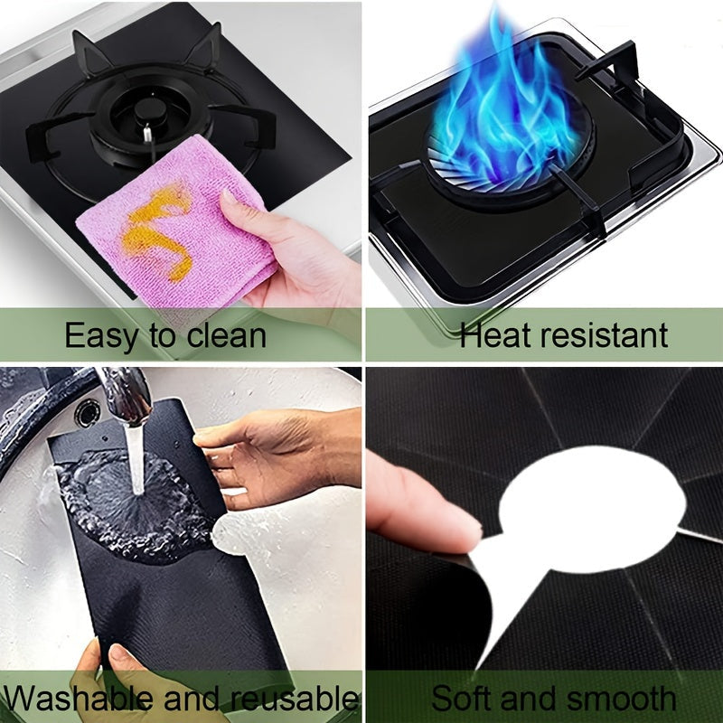 Set of 6 Oil-Proof Gas Stove Mats - Reusable, Heat-Resistant Kitchen Tool