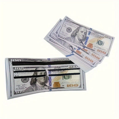 Retro dollar bill wallet with PU leather, credit card holder, zippered coin pouch, and foldable design for men.