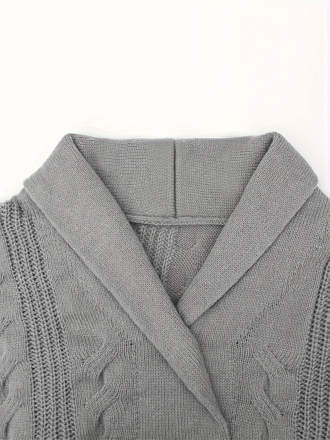 Men's casual knit polyester cardigan sweater in solid color with long sleeves, drop shoulder, lapel collar, button details; ideal for fall/winter layering. Features a classic, relaxed fit