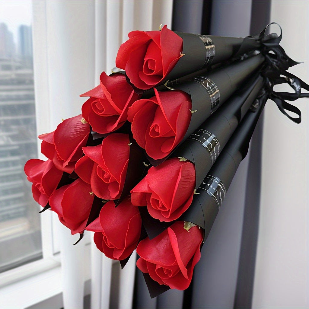 Realistic artificial rose bouquet for special occasions and home decor, ideal gift for Valentine's Day, Mother's Day, and birthdays.