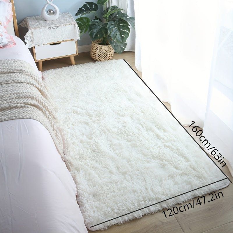 White Plush Youngsters Room Mat - Soft, Cozy, Non-Slip, Easy to Clean - Ideal for Bedroom, Nursery, Play Area - Rectangle Shape, Nursery Mat