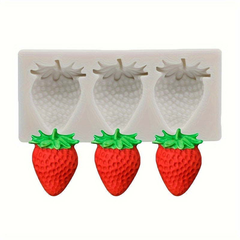 The three consecutive strawberry silicone mold is perfect for making candles, candies, chocolates, resin, clay crafts, ice cream and cake decorations, and many other light uses.