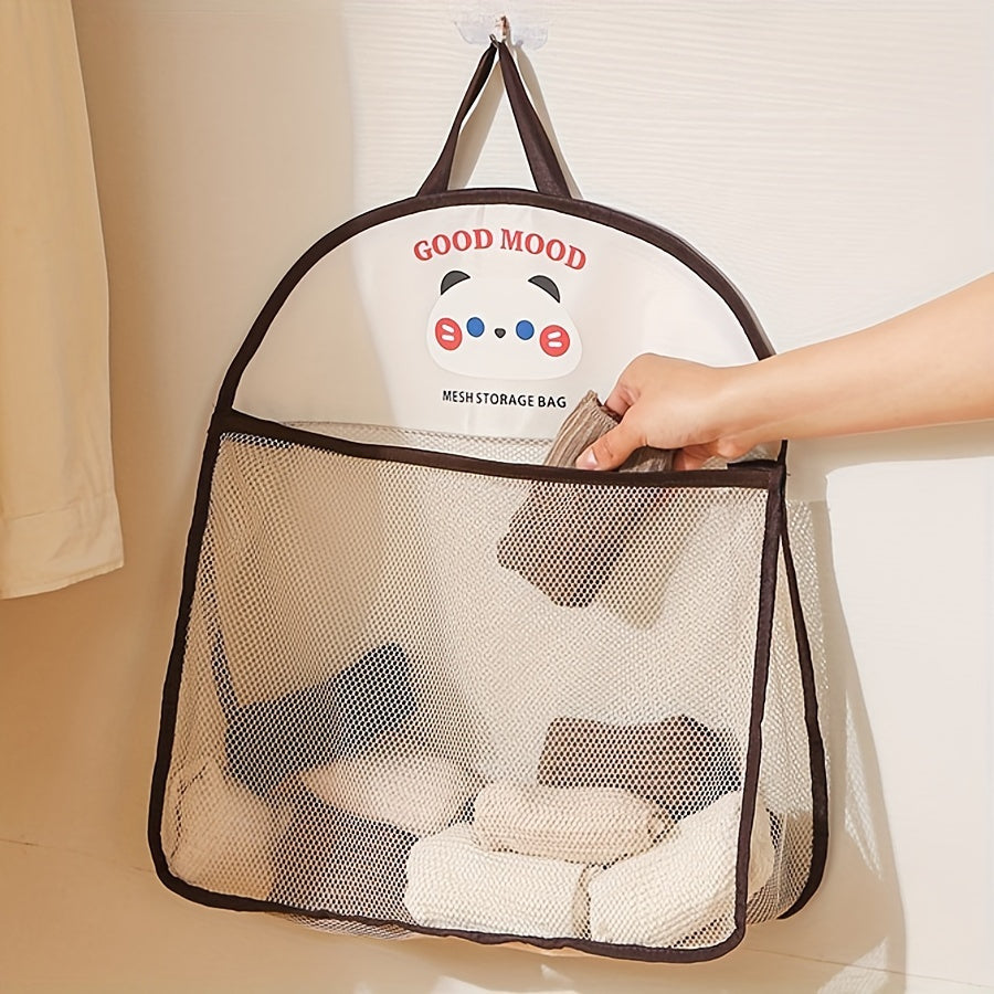 One Beige Polyester Hanging Mesh Storage Bag or Set of Four, featuring a Casual Style and Breathable design. This Laundry Organizer can be Wall Mounted in your Wardrobe for sorting Underwear & Socks. Use it as a Multifunctional Miscellaneous Organizing