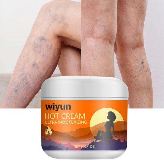 Wiyun Leg Heating Cream, 30g/1oz, with Ginger and Mint for legs, thighs, calves, arms. Ideal for daily massage, at home or on-the-go. Massage shop quality for formal wear and day to night