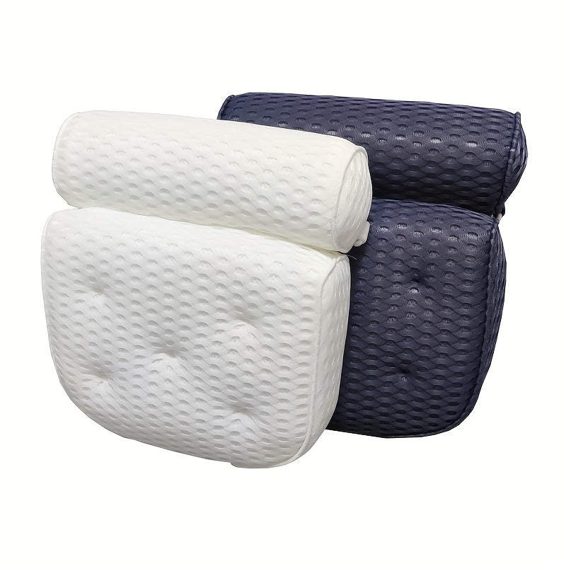 1pc Spa-like Bathtub Pillow with Non-Slip Suction Cups providing Neck and Back Support for your bathroom.