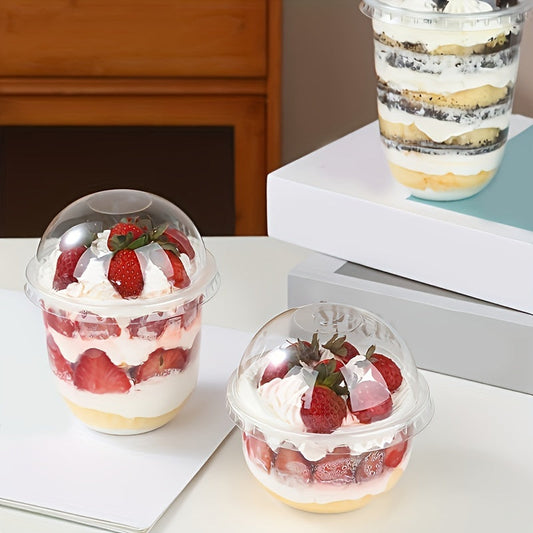 Set of 50 Elegant U-Shaped Dessert Cups - Made of Disposable Clear PET, Great for Layered Mousse & Cake Crumb Parfaits - Environmentally Friendly and Recyclable, Perfect for Weddings, Birthdays & Parties, Ideal for Dessert Table Displays