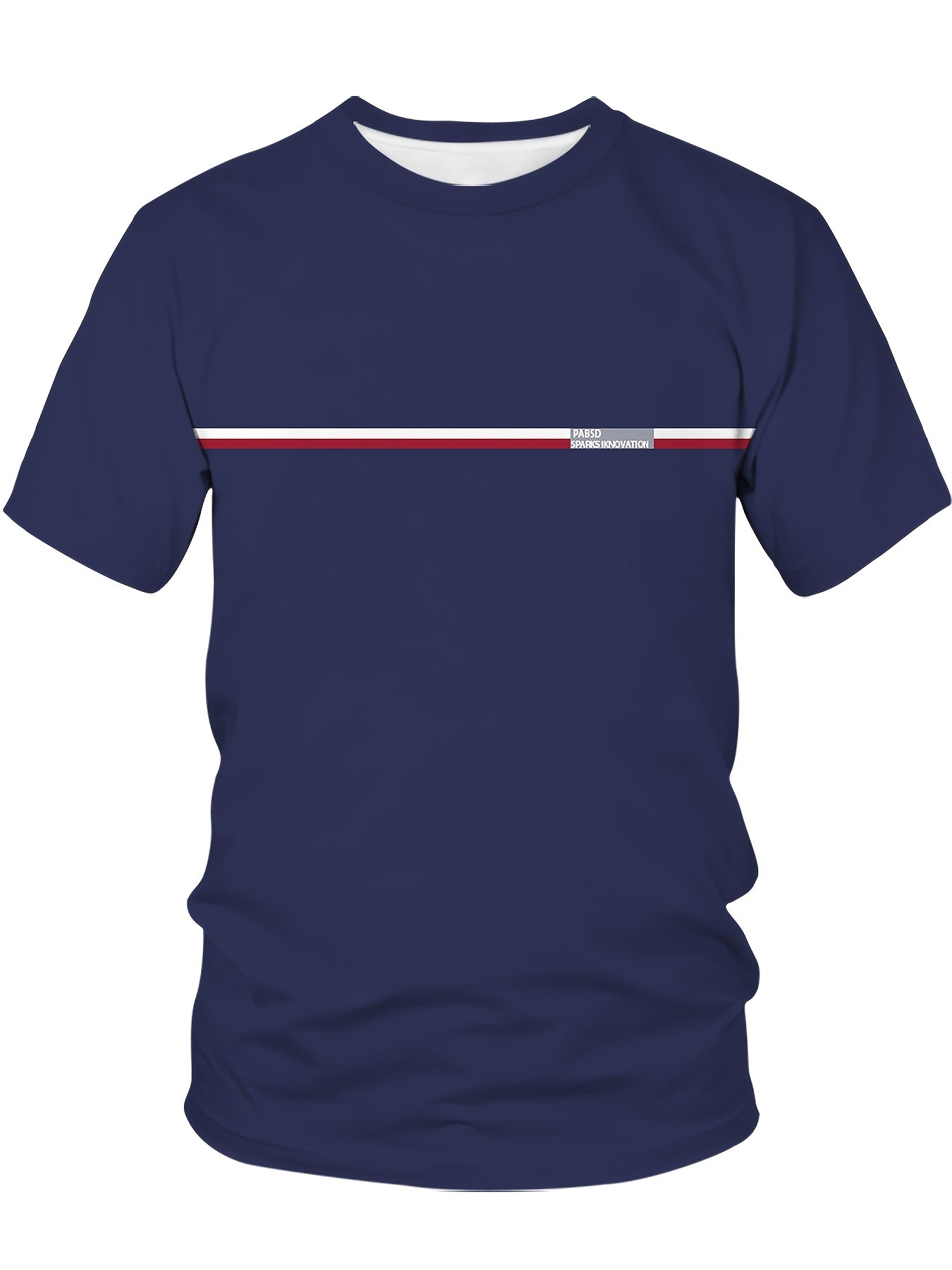 Men's navy blue striped t-shirt, perfect for casual or sports wear, in plus size.