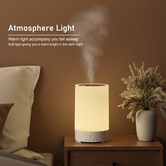 150ml Quiet Soundwave Aroma Diffuser & Humidifier with 7-Color Night Light - USB Type C, Wood Grain Design, Essential Oil Compatible for Bedroom Atmosphere