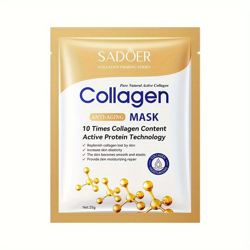 10-pack of SADDOER collagen facial masks suitable for all skin types, providing anti-aging, moisturizing, and firming benefits.