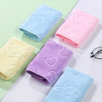 Set of 5 small towels for face wash and hand drying as bathroom supplies.