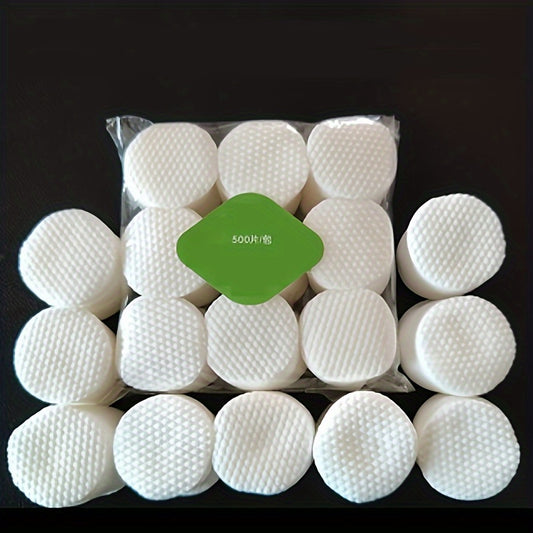 Large wrapped makeup remover pads, 80g, 6cm diameter, 500pcs, pearl pattern.