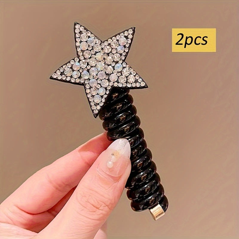 2 Cute Star Telephone Wire Headbands for Girls