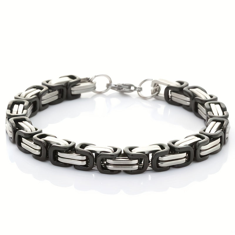 1 piece of classic fashion stainless steel men's chain bracelet hip hop jewelry with a length of 21cm.