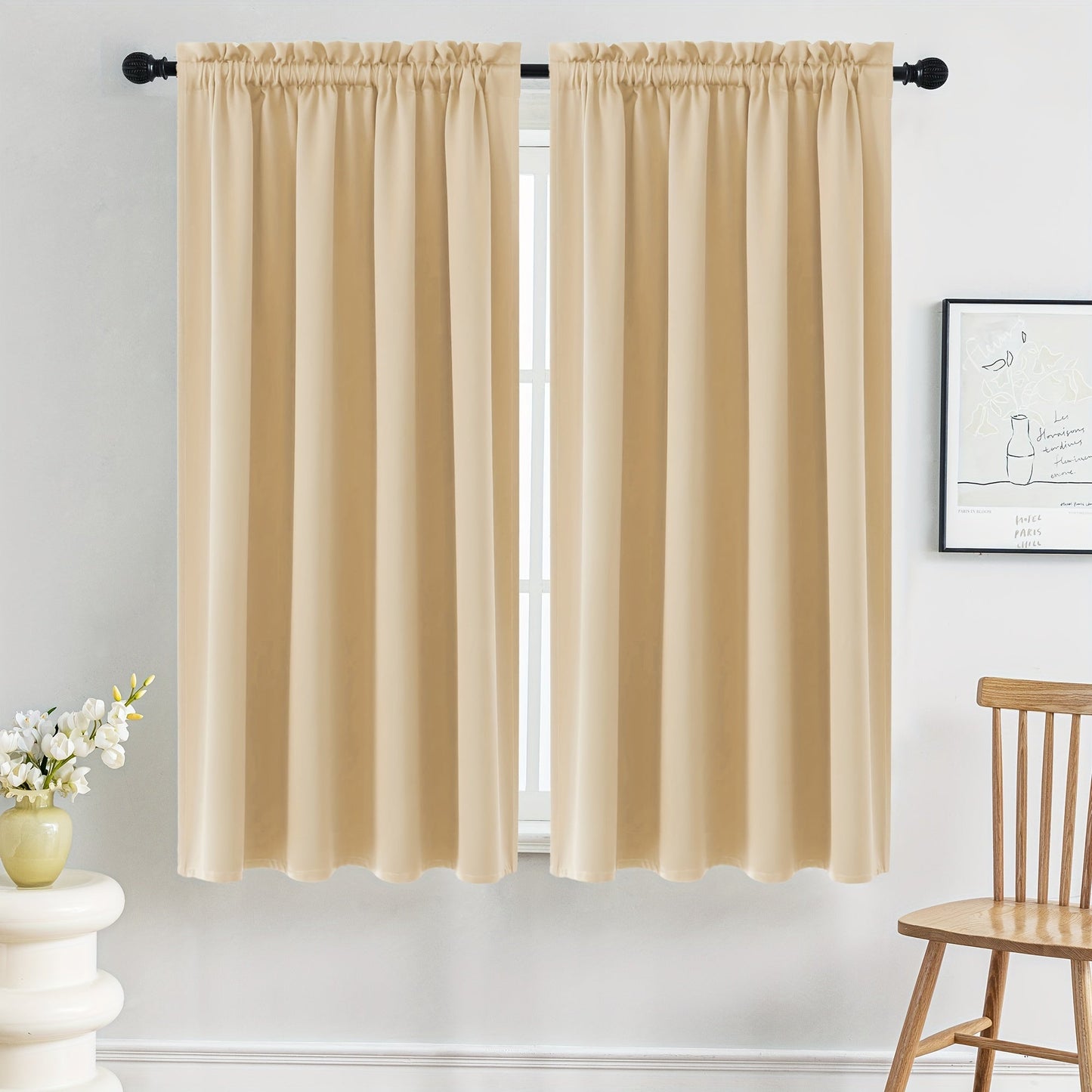 Set of 2 Classic Navy Blue Blackout Curtains - Protects Against UV Rays, Insulates Against Heat, Resistant to Fading - Features Rod Pocket Design for Bedroom, Living Room, or Office - Easy to Clean in Washing Machine, Enhances Privacy, Made with Durable