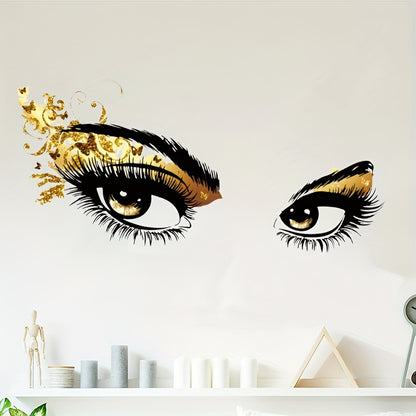 Stylish wall decal with black and gold glitter design, perfect for bedroom, study, or living room decor. Creative self-adhesive PVC sticker.