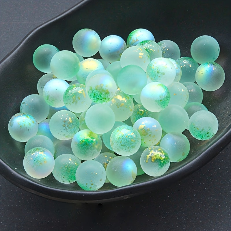 10 glow-in-the-dark glass beads, 12mm, for DIY crafts, jewelry making, and aquarium decor.