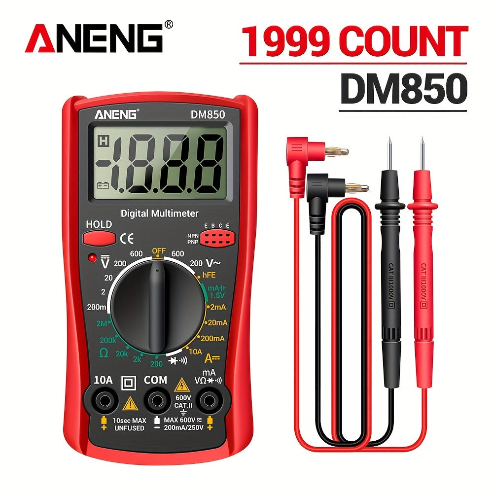 ANENG DM850 Digital Multimeter: Professional, Automatic, 1999 Counts, AC/DC Voltage Tester, Ohm Current Ammeter Detector.