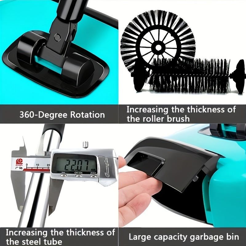 1Set of 3-in-1 Multifunctional Hand Push Sweeper, Vacuum Cleaner, Sweeping and Moping Machine. Ideal for Removing Garbage, Pet Hair, and Dust with Both Dry and Wet Use. Perfect for Hardwood and Ceramic Tiles. Includes 1/2/5/10 Cloths and Various Cleaning