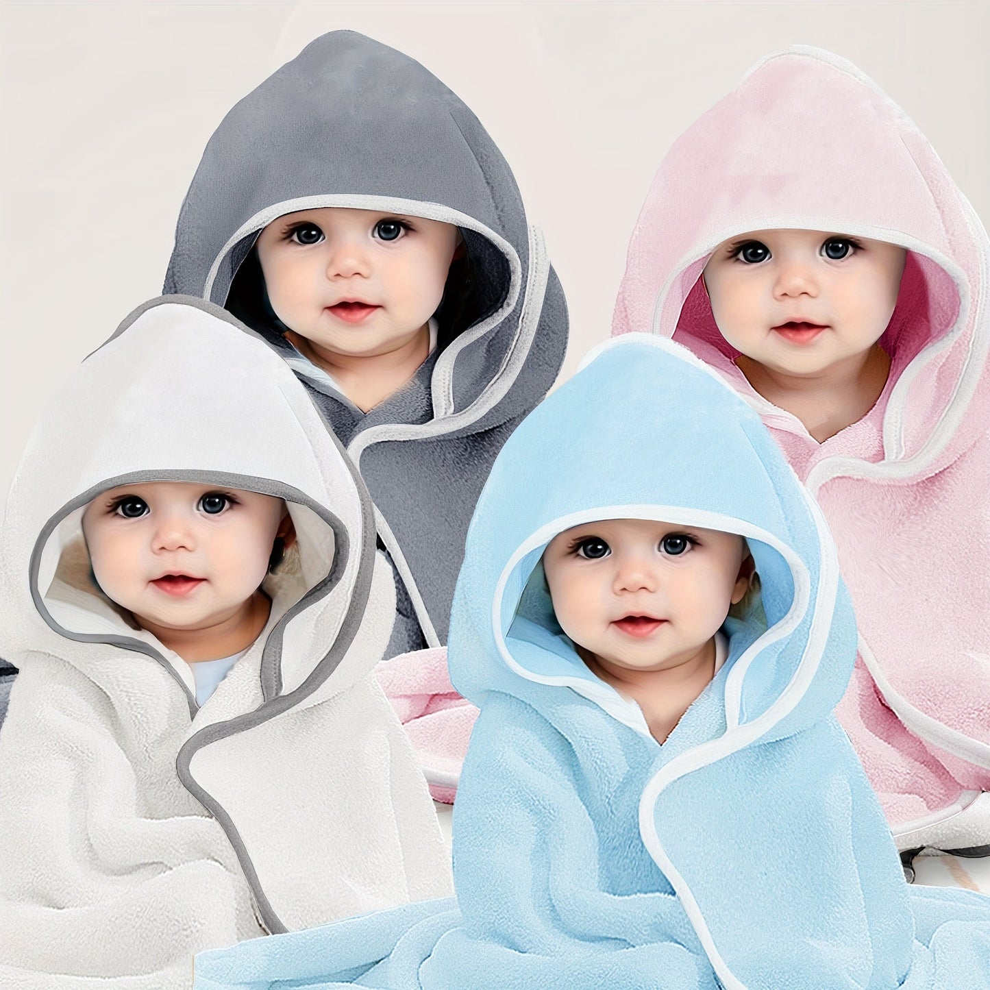 Get a 4-pack of luxurious ultra soft microfiber hooded bath towels in a knit weave. These towels should be hand washed only and are extra fine for babies and young children. They make an ideal gift for seasonal holidays, perfect for use as hooded blanket