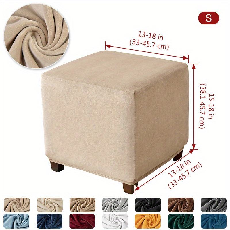 Velvet square ottoman cover for storage stool, with elastic and all-inclusive design.