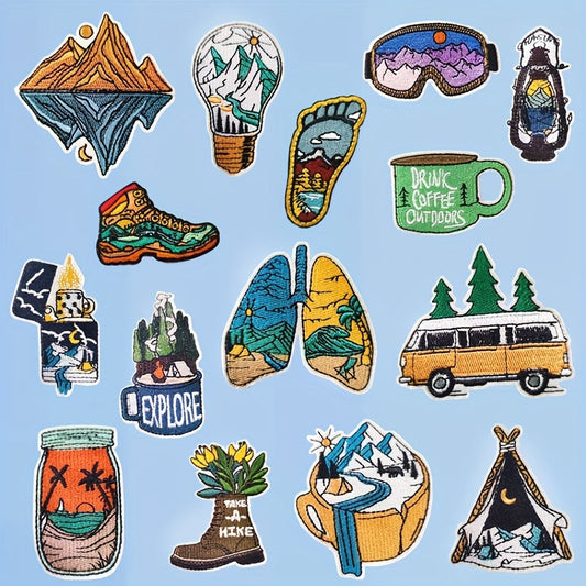 Set of 15 Vibrant Embroidered Iron-On Patches For DIY Clothing Fixes and Enhancements