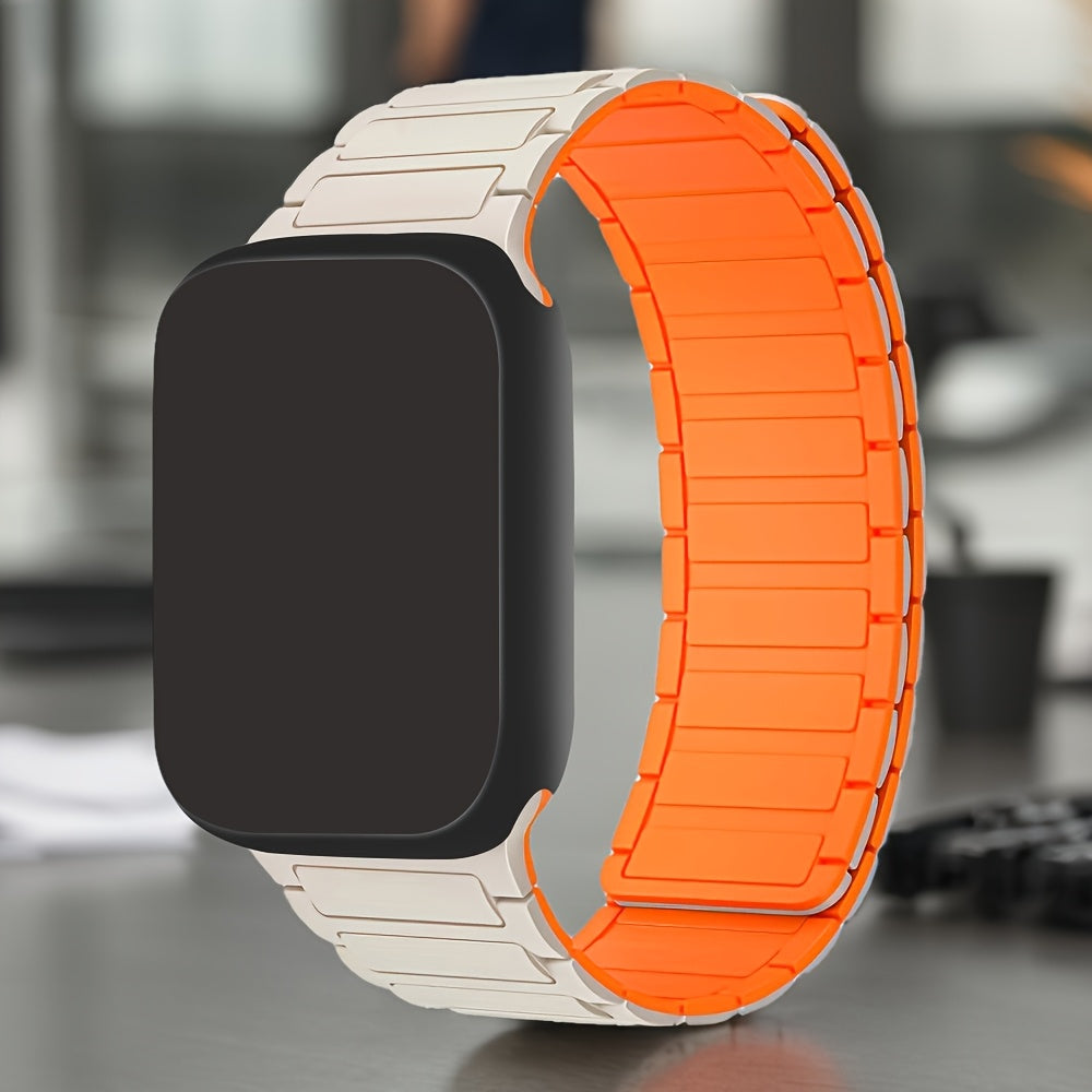 Silicone magnetic band for Apple Watch, compatible with multiple series, adjustable for men and women.