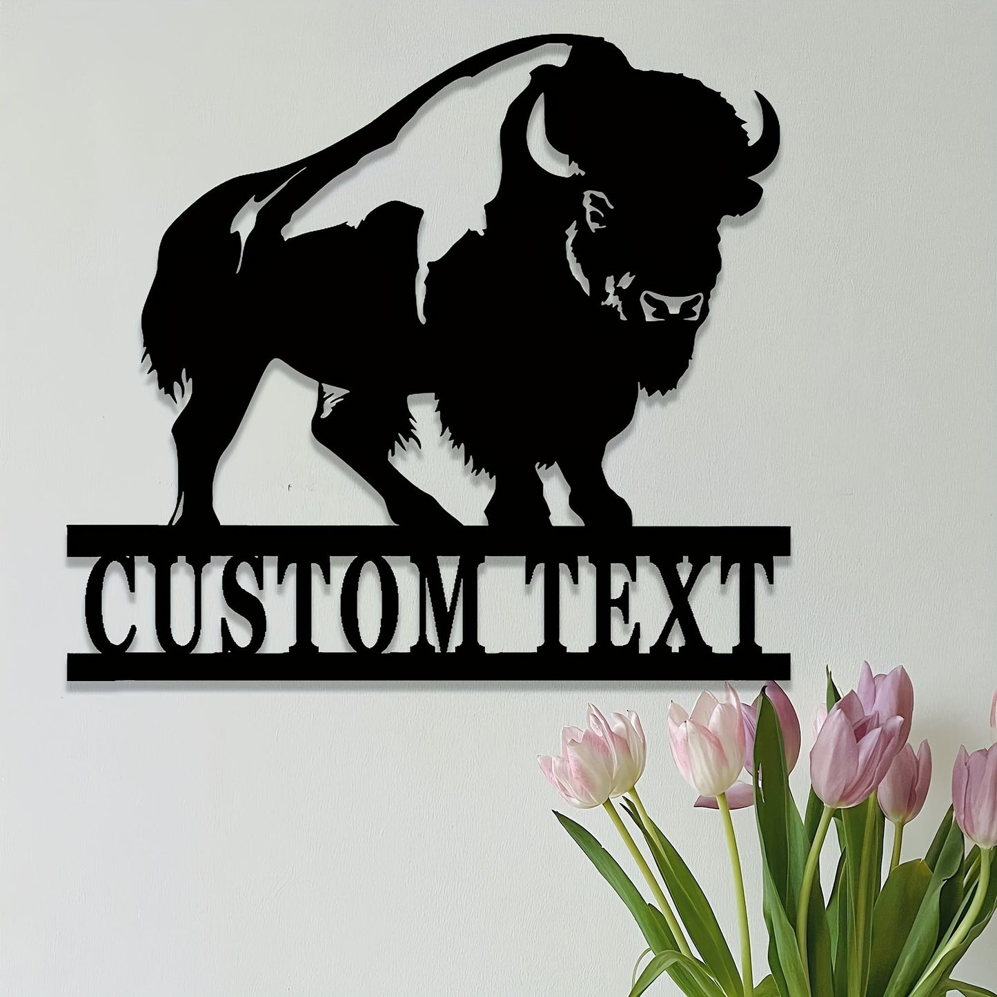 Bring a Personal Touch to Your Space with our Customizable Buffalo Metal Sign. Perfect for Bison Ranches, Hunting Lodges, and Farmhouse Decor. This Metal Wildlife Silhouette is Crafted for Ages 14 and Up, Adding an Artistic Touch to Your Home.