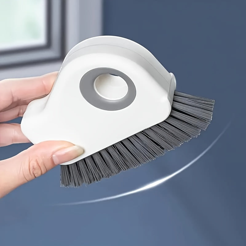 Soft bristle 2-in-1 brush for window tracks and grout cleaning, perfect for sliding door tracks, sills, and seals. This reusable manual household cleaning tool is made of durable plastic and requires no electricity. Ideal for use in the living room and