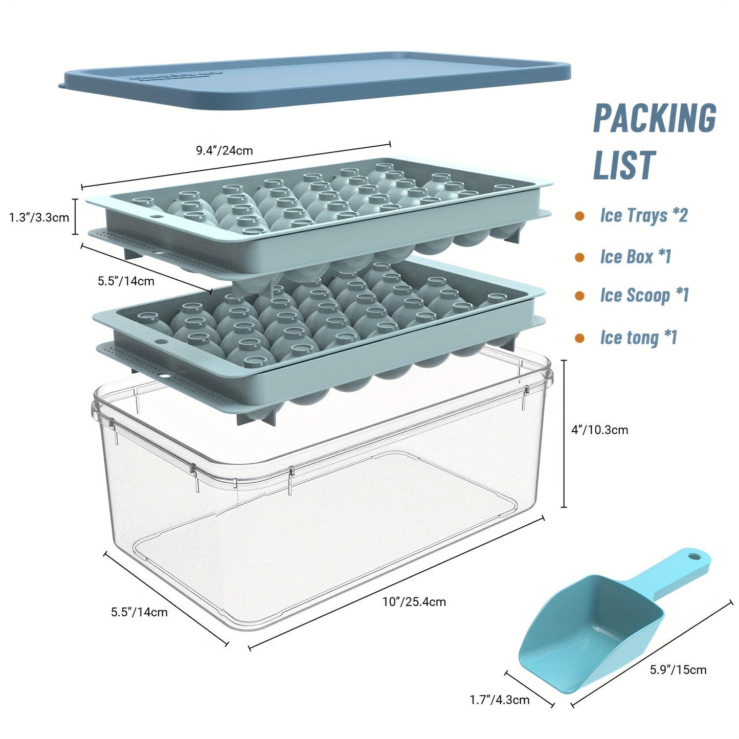 Ice Cube Mold Set with Scoop and Tongs, Easy Release Tray, Storage Box for Cocktails, Whiskey, Coffee - Essential Kitchen Utensil for Apartments, Summer Gatherings, and More