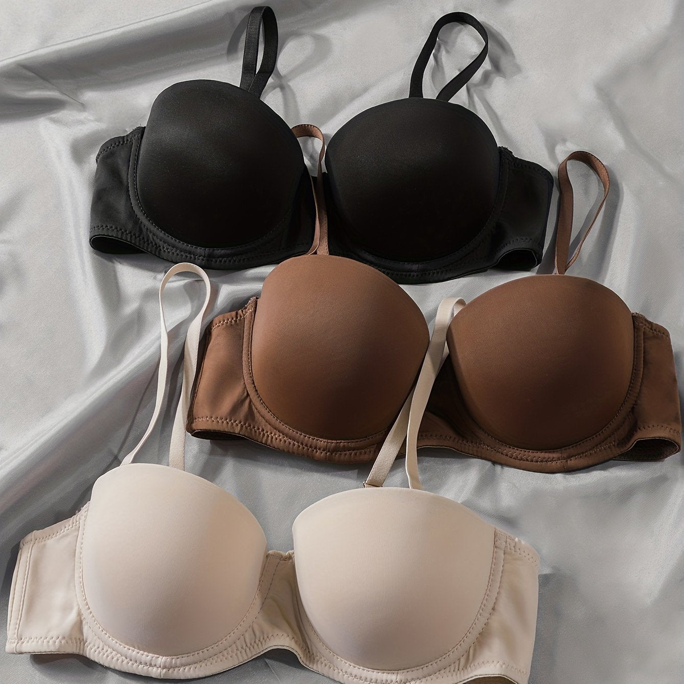 3 Simple Solid T-Shirt Bras: Comfortable Push Up Bras for Women