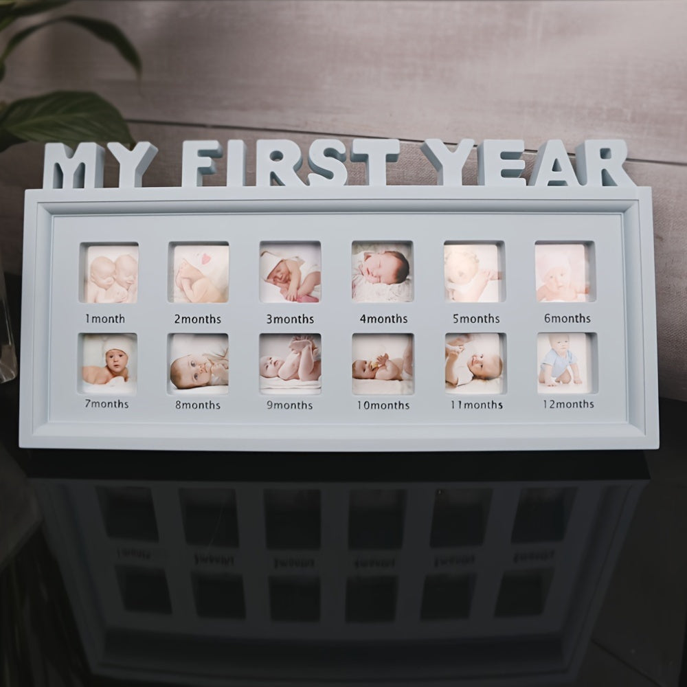 This Growth Photo Frame is perfect for your little one's first year! Made from durable polyvinyl chloride material, it features a single frame design with a 12 month milestone display for both wall and tabletop decor. Ideal for children ages 14 and up.