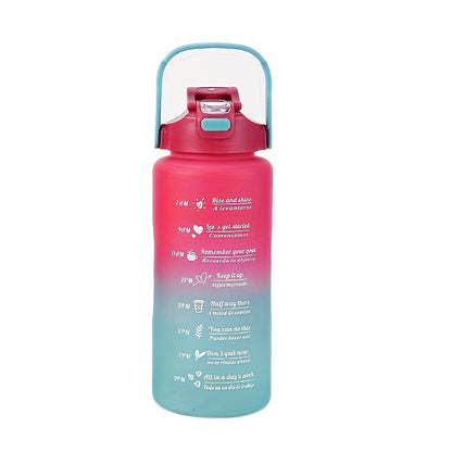 Set of three gradient sports water bottles with time markers, straws, and leak-proof design made of BPA-free PC material. Perfect for various activities and gifting occasions.