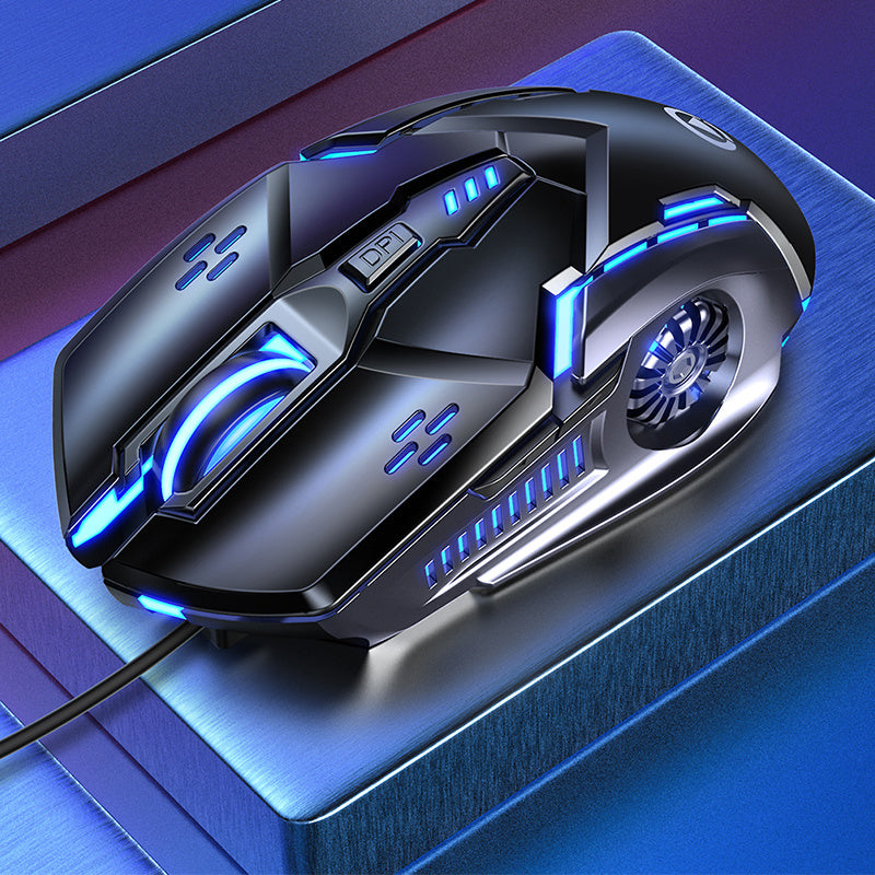 Silent silver mechanical gaming mouse suitable for both desktop and laptop use.