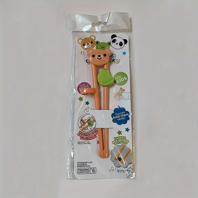 Training chopsticks for beginners, ideal for apartments, college dorms, and back-to-school. Featuring a cartoon and kawaii design.