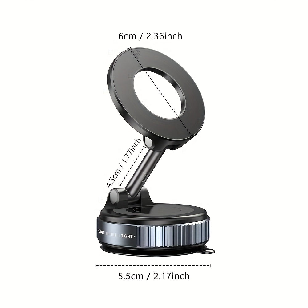 Vacuum adsorption bracket magnetic phone holder with 360-degree rotation. Compact, lightweight, and suitable for all smartphones, including iPhone 16/15/14/13/12. Can be used in the car