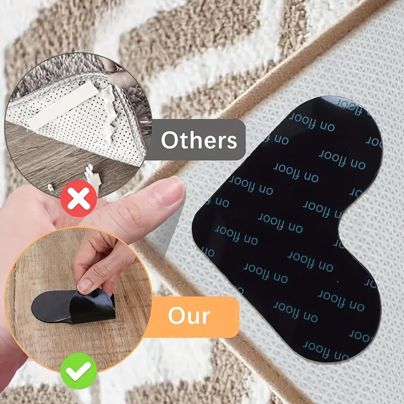 16 pieces of sturdy area rugs with carpet stickers for a secure grip, non-slip rug pad to prevent slipping, washable tape for hardwood floors, tile floors, home decor, and room decor.